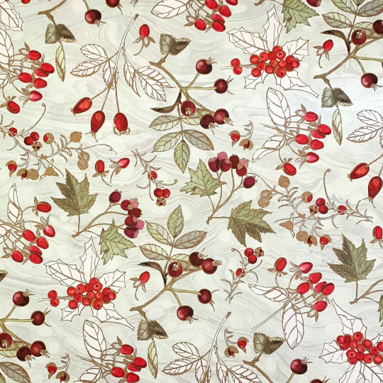 Christmas Berries and Hips Italian Print Paper ~ Tassotti Italy